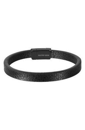 Geoffrey Beene Mens Leather Bracelet in Black at Nordstrom Rack