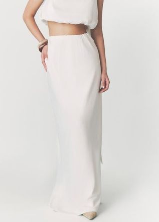 Six Stories Solene Satin Bias Cut Maxi Skirt in Cream at Nordstrom, Size 12