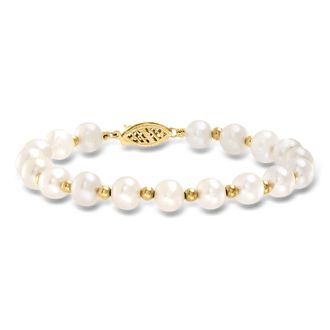 Ross-Simons 6-7mm Cultured Pearl Bracelet With 14kt Yellow Gold