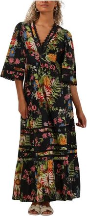 Antik Batik Elegante Lisa Long Jurk - Dames - Maxi kleedjes - Veelkleurig - XS - Kleedjes
