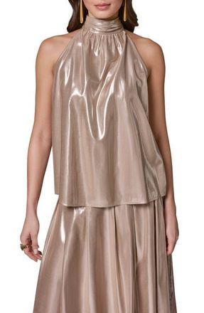 DKNY Metallic Halter Top in Snow Petal/Silver at Nordstrom, Size X-Small