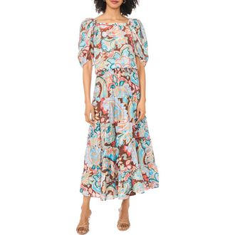 Vince Camuto Short Sleeve Tiered Midi Dress in Cocoa at Nordstrom Rack, Size 2X