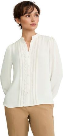 Hobbs London Dominica Lace Trim Blouse in True Ivory at Nordstrom, Size 14