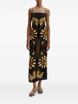 Cala de la Cruz Samantha floral midi dress - Black