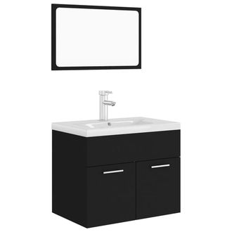 Berkfield Home Bathroom Furniture Set Black Engineered Wood