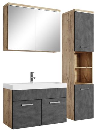 Badplaats Conjunto De Muebles De Ba&ntilde;o Paso 80 X 40 Cm - Roble Casta&ntilde;o Con