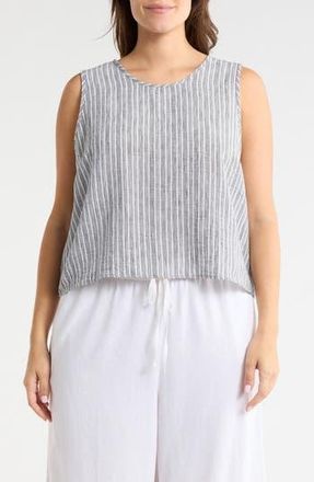 Renee C Stripe Sleeveless Cotton Top in Black at Nordstrom Rack, Size 3X