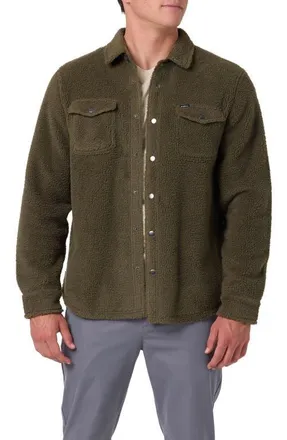 O'Neill Glacier Solid Superfleece Snap-Up Overshirt in Army at Nordstrom, Size Xx-Large