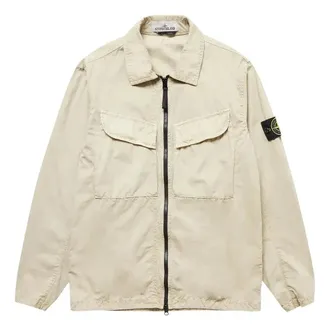 Stone Island Brushed Canvas Zip Overshirt Cream 7715101WN-V0190