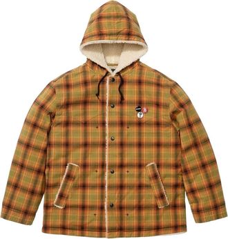SUPREME FW25 x Number (N)ine Faux Shearling Hooded Coat Plaid FW25J49-PLAID