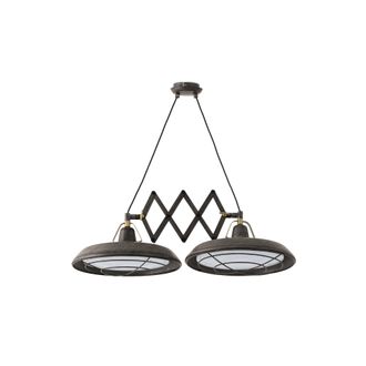 Netlighting Plec LED 2 Light Double Adjustable Outdoor Ceiling Pendant Bar Light Old Brown IP44