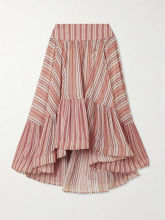 Zimmermann Gonna Asimmetrica In Georgette A Righe Rebellion Bohemian - Rosso
