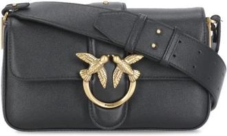 Pinko Zwarte Leren Schoudertas voor Vrouw - Dames - Schoudertassen - Zwart - ONE Size - Tassen
