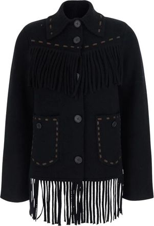 Guest In Residence Western Fringe Jacket - Dames - Vesten - Zwart - M - Leer - Truien & Vesten