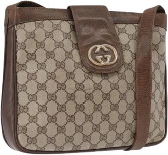 Gucci Pre-owned Cross Body Bags, female, Beige, Size: ONE SIZE Pre-owned Vintage GG Canvas Shoulder Bag