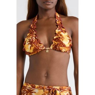 Kulani Kinis Lettuce Trim Bikini Top in Vintage Vacay at Nordstrom, Size X-Small