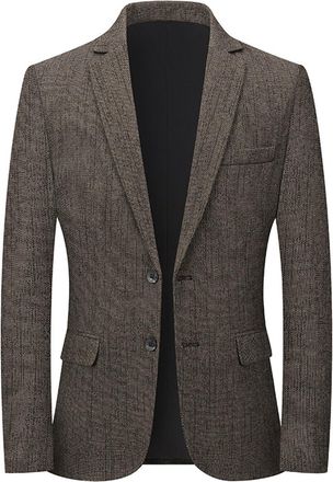 Generic Mens Casual Blazer Retro Plain Slim Fit Tweed Blazer Long Sleeve Herringbone Patterned Jacket Smart Casual Office Business Suit Jacket Formal Wedding 