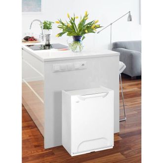 Dmora Pattumiera Dorothy, Cestino portarifiuti, Bidone per raccolta differenziata, Cestino spazzatura, 100% Made in Italy, 34x29h47 cm, Bianco - Dmora