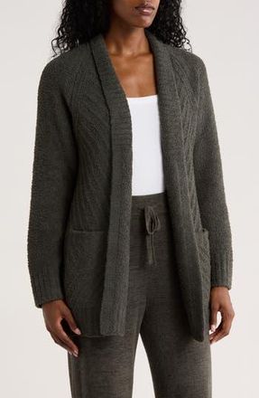 Barefoot Dreams CozyChic Directional Ribbed Cardigan in Dark Moss at Nordstrom Rack, Size X-Small