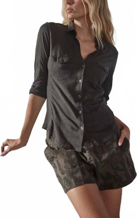 James Perse Sheer Slub Side Panel Shirt In Carbon