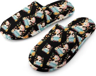 Generic Cute Mama Goose Mens Cotton Slippers Memory Foam Comfort House Shoes Winter Indoor Slipper for Hotel Casa Spa