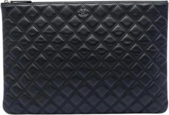 Chanel Pre-owned Quilted Clutch - Dames - Vintage Clutch - Zwart - ONE Size - Leer - Vintage