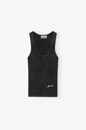 Ganni Black Washed Tank Top - Size XS Organic Cotton