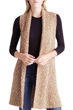 Kensie Cotton Tweed Sweater Vest In Brown