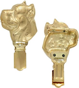 OEM Cane Corso Italiano - Broche Con Clip, Portan&uacute;mero De Salida Ba&ntilde;ado En Oro, Regalo Para Exposici&oacute;n Canina De Art-dog