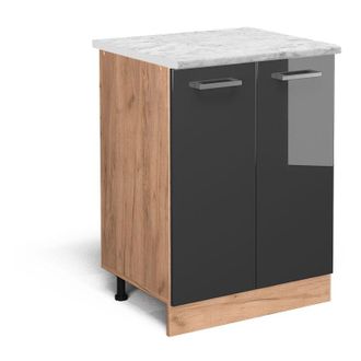 Vicco Mueble Bajo De Cocina R-line, Antracita Alto Brillo, 60 Cm Et M&aacute;rmol, Vicco