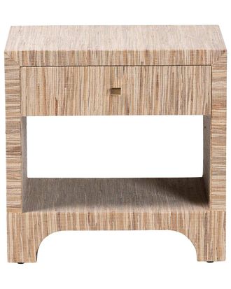 Baxton Studio Julia Bohemian Woven Natural Grasscloth 1-Drawer Nightstand