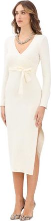 Akep Midi Jurk met Zijsplit - Dames - Casual kleedjes - Wit - M - Wol - Kleedjes
