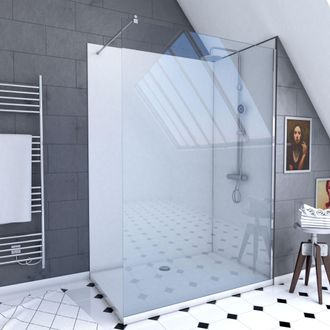 Aurlane Pack Ducha 90x120 - Paneles Murales Blanco/cromato + Plato + Mampara 8 Mm