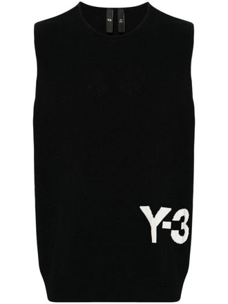 Yohji Yamamoto x Adidas logo-intarsia vest - unisex - Cotton/Polyamide - M - Black