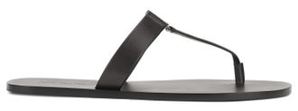 Saint Laurent Mens Leather Flip-Flops Ultra Dark Brown Calf Skin Flip Flops & Slides