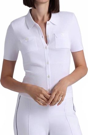 Minnie Rose Short Sleeve Collared Shirt With Pockets In White