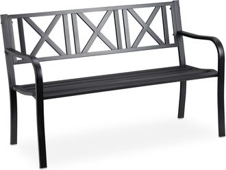 Relaxdays Relaxdays - Banco Jard&iacute;n, 2 Plazas, Terraza, Balc&oacute;n, Acero Robusto, Asiento Para Exteriores Estable, 80,5 X 127 X 63 Cm