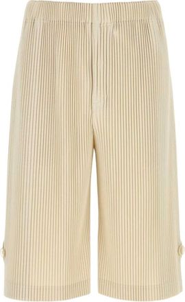 Issey Miyake Wear Or Wrap Geplooide Shorts - Heren - Korte Broeken - Beige - M - Polyester - Korte Broeken