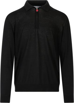 Kiton Fijngebreide Poloshirt - Heren - Polos - Zwart - 3XL - Wol - Tops