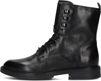 Omoda Zwarte Leren Veterschoenen - Dames - Veterlaarzen - Zwart - 37 EU - Schoenen