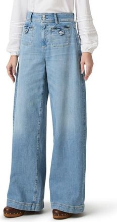 Paige Cameron High Waist Wide Leg Belted Jeans in Sunshine at Nordstrom, Size 30