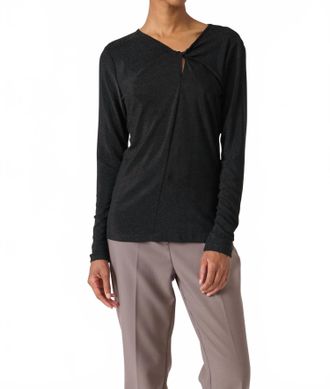 Soaked In Luxury Skylara Knotted Long Sleeve Glitter Top In Black