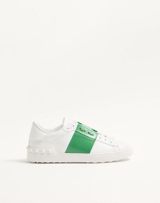 Valentino Garavani Sneaker Open In Vitello Uomo BIANCO/VERDE 40.5