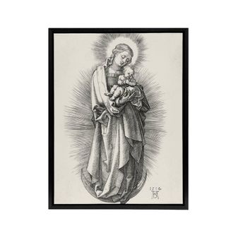 Artery8 The Virgin on the Crescent Moon Durer Framed Canvas Wall Art Print in White | Size: W24 x H32