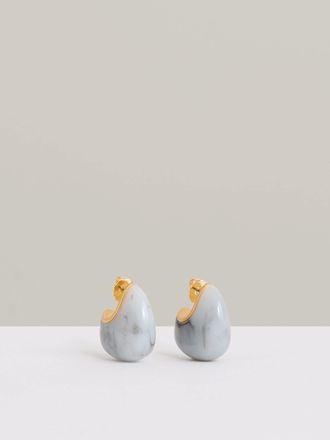 Reiss Gold Tone Curve Marble Scoop Earrings