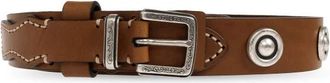 Etro Leren Riem Met Studs - Dames - Riemen - Bruin - 90 CM - Leer - Accessoires