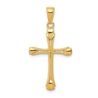 Diamond2Deal 14k Yellow Gold Cross with Triangle Tips Pendant