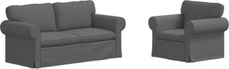 vidaXL Juego De Sof&aacute; 2 Uds. Gris Oscuro Tela Vidaxl