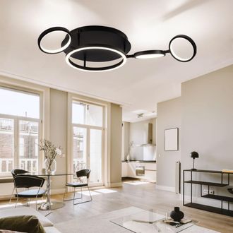 ETC Shop Etc-shop - Plafoniera Led Plafoniera Sala Da Pranzo Soggiorno Lampada Moderna Led Nera A Forma Di Anello, Metallo Plastica, 1x 23w 1080lm 3000k, Lxlxh