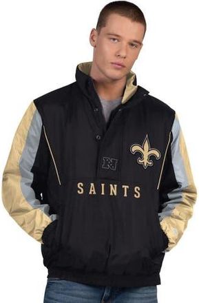 Starter Mens Starter Black New Orleans Saints Thursday Night Gridiron Half-Zip Jacket at Nordstrom, Size Xx-Large